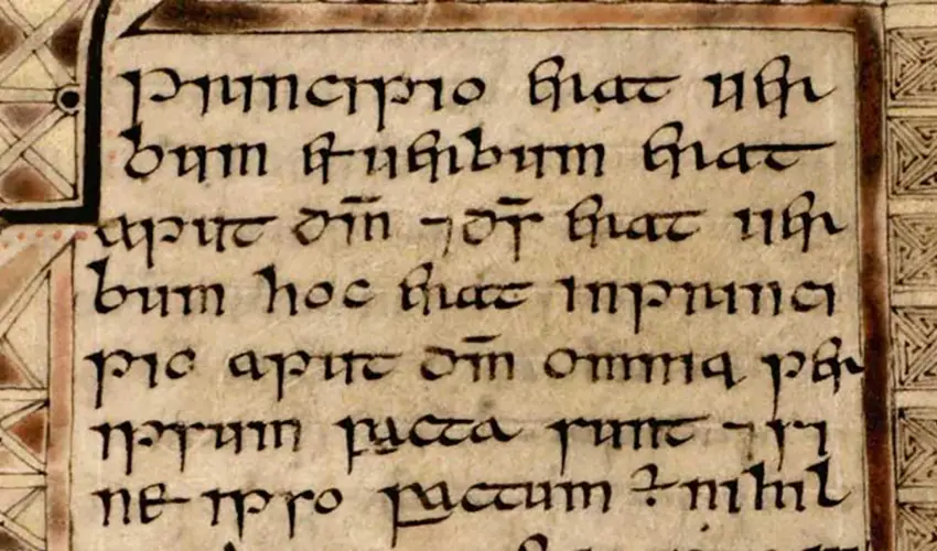 Small sample of handwritten script from the Book of Deer