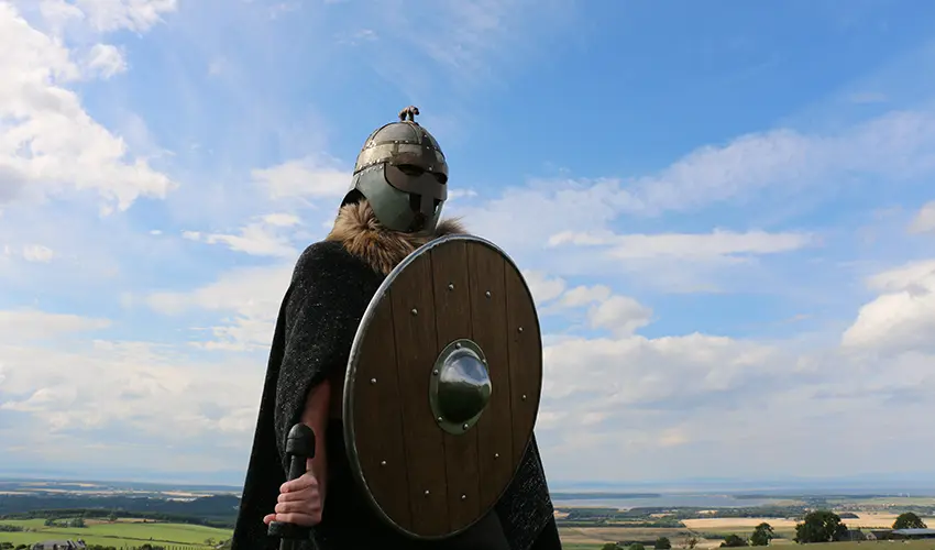 Dave dressed as Macbeth Atop Califer Hill Near Forres