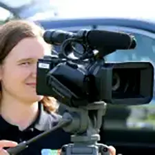 Sara working a film camera